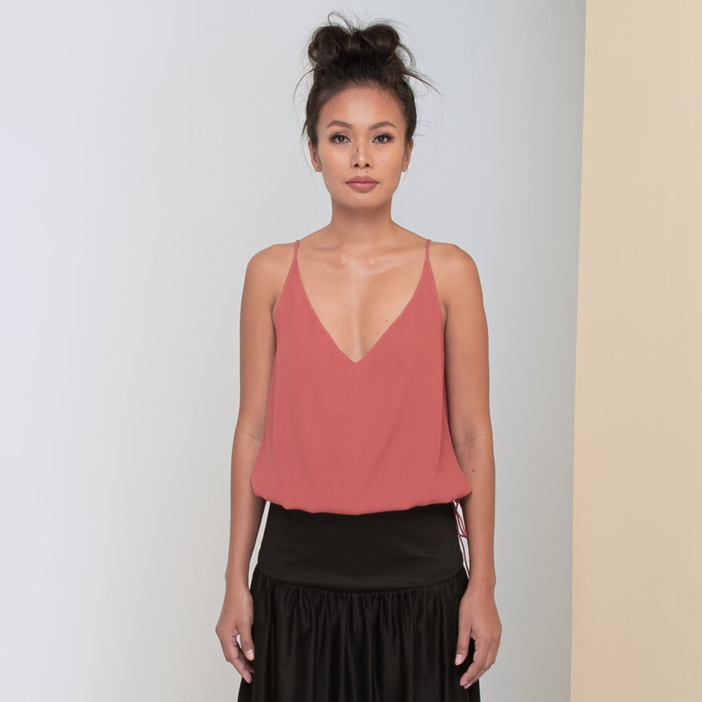 RINKI V STRING CAMISOLE - Rayon Fujette Crepe | Dusty Rose