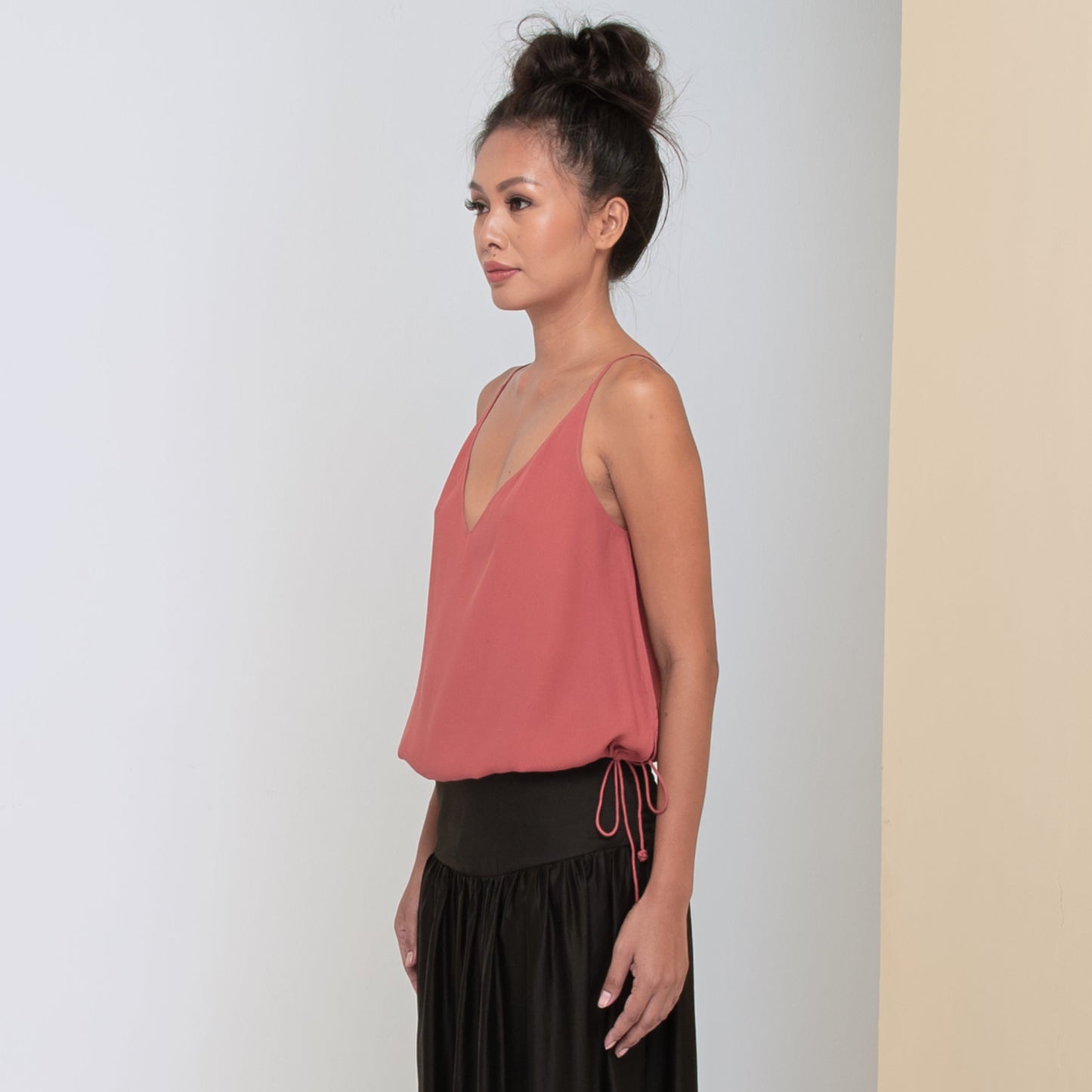 RINKI V STRING CAMISOLE - Rayon Fujette Crepe | Dusty Rose