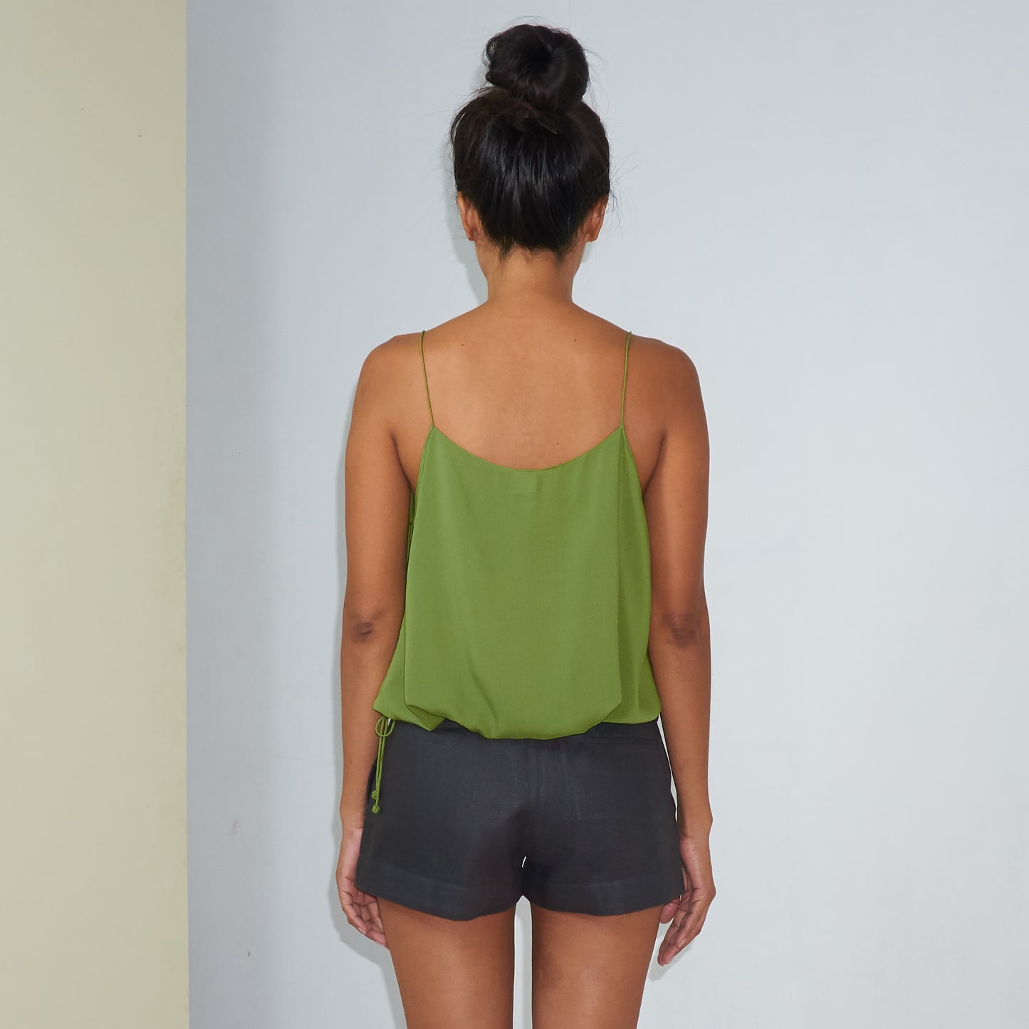 RINKI STRING CAMISOLE - Rayon Voile | Moss Green