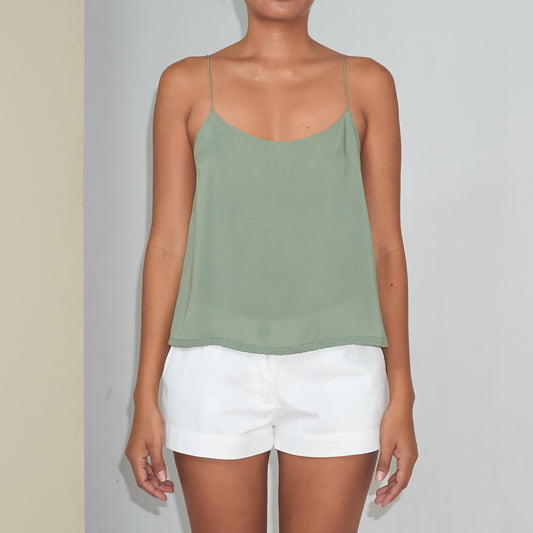 RINKI STRING CAMISOLE - Rayon Voile | Light Olive Green