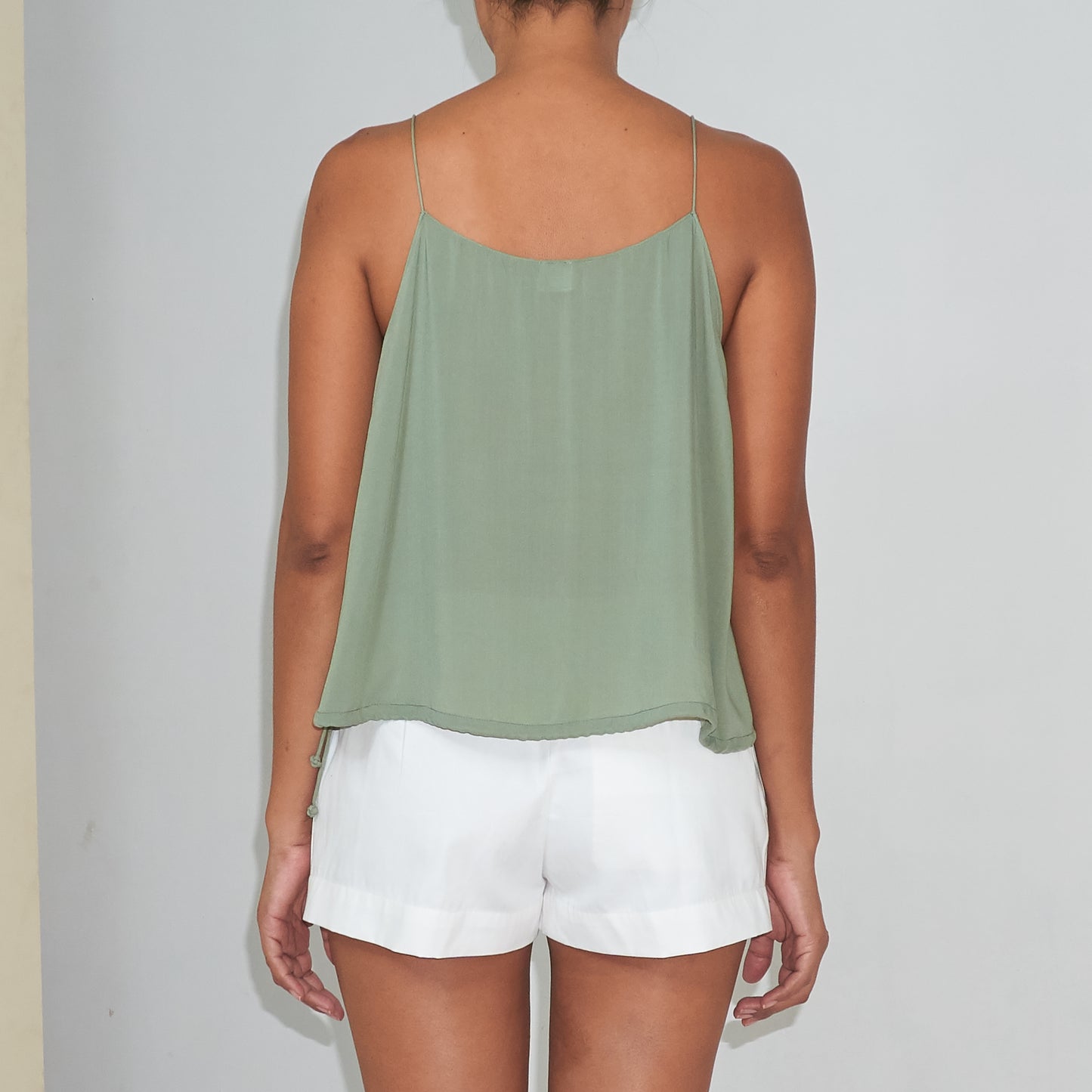RINKI STRING CAMISOLE - Rayon Voile | Light Olive Green