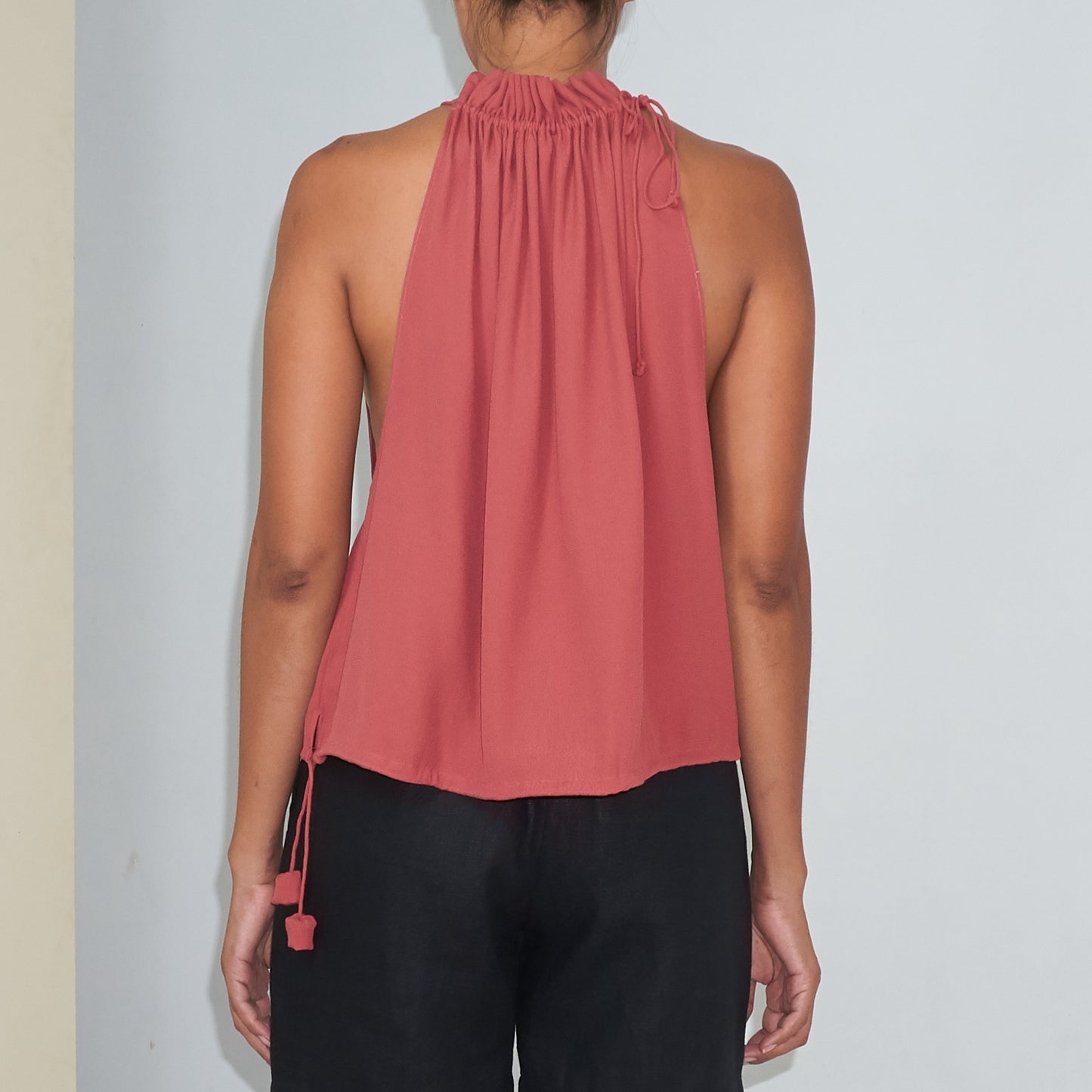 STREAM HALTER TOP - Rayon Fujette Crepe | Dusty Rose
