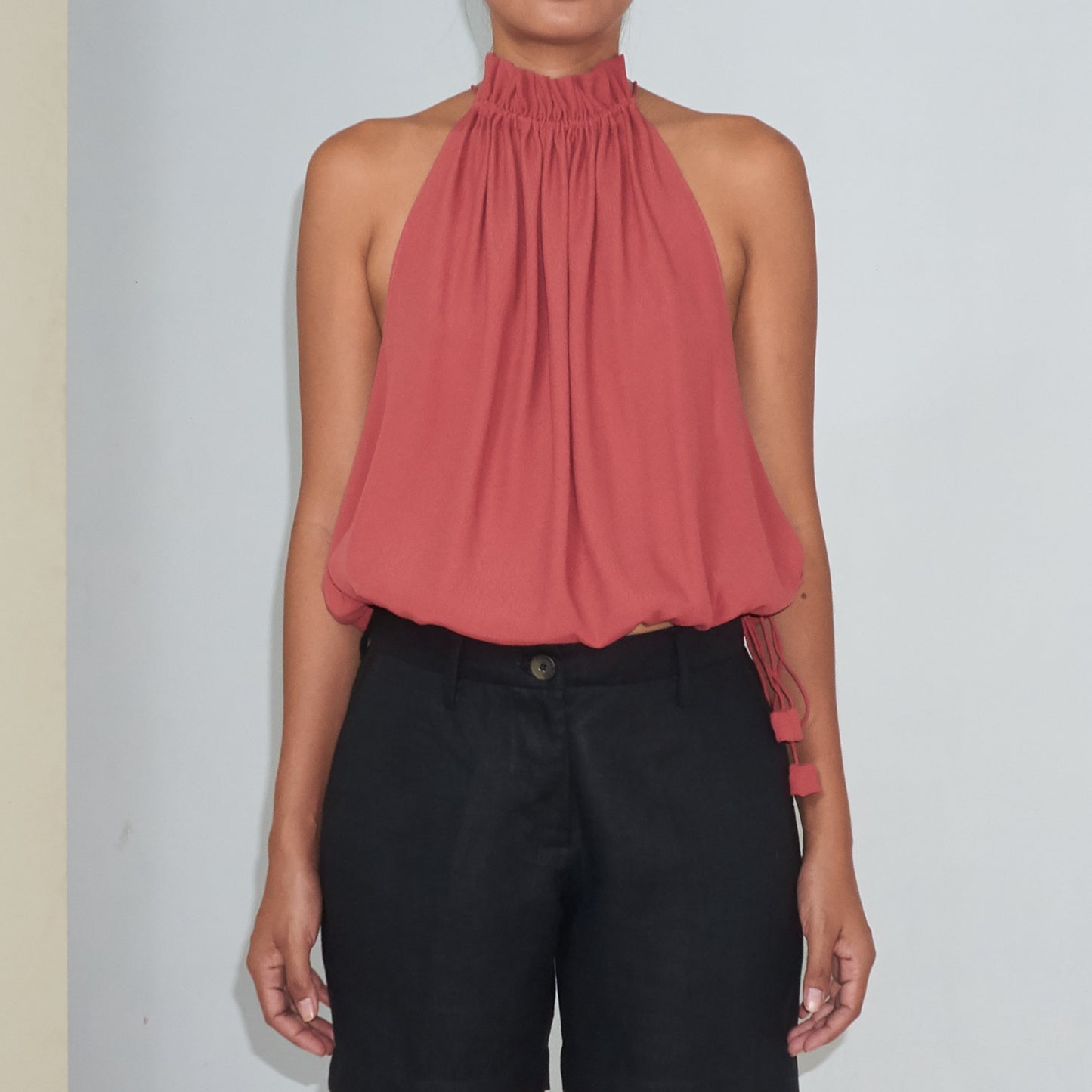 STREAM HALTER TOP - Rayon Fujette Crepe | Dusty Rose