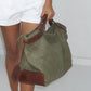 AGUNG WEEKENDER BAG - Genuine Handwoven Leather | Light Olive Green & Rusty Brown