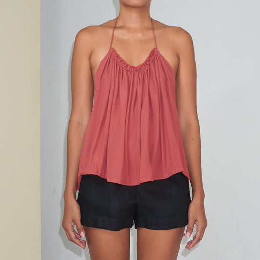 RUSH HALTER TOP - Rayon Fujette Crepe | Dusty Rose