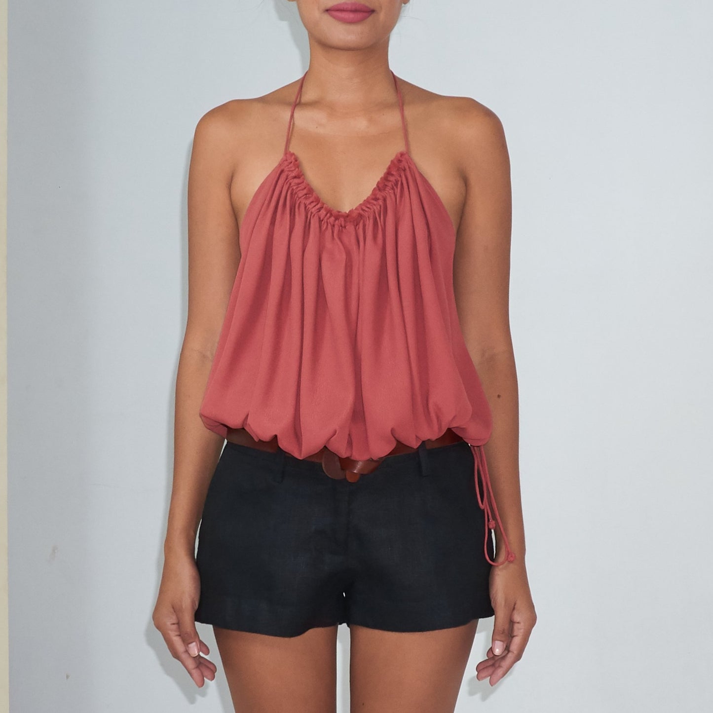 RUSH HALTER TOP - Rayon Fujette Crepe | Dusty Rose
