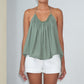 RUSH HALTER TOP - Rayon Fujette Crepe | Light Olive Green