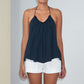 RUSH HALTER TOP - Rayon Fujette Crepe | Midnight Blue